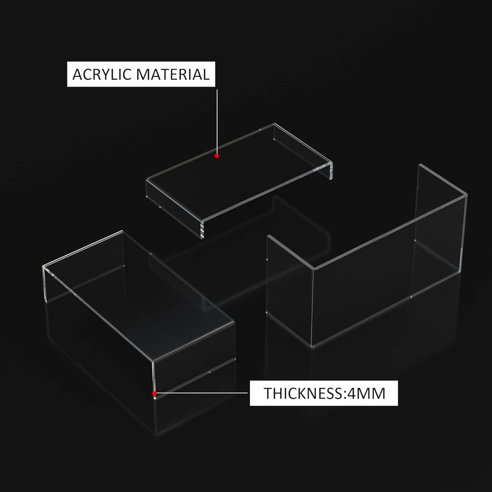 Acrylic Risers Display Stands 3pcs, Rectangular Dessert Table Clear