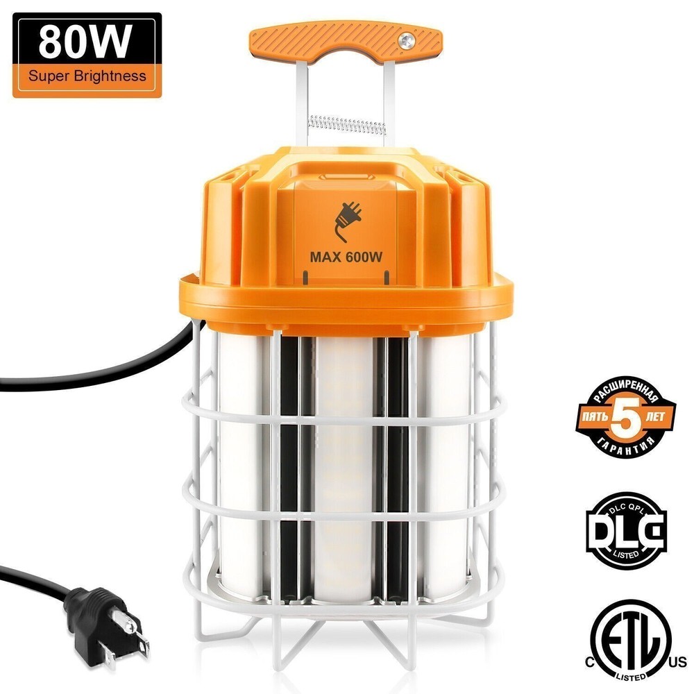 LED Temporary Work Light 80W Linkable Construction High Bay Hanging Lamp 5000K