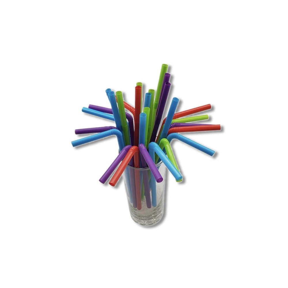 Kolorae Assorted Plastic Flexible Drinking Straws KOL-0029