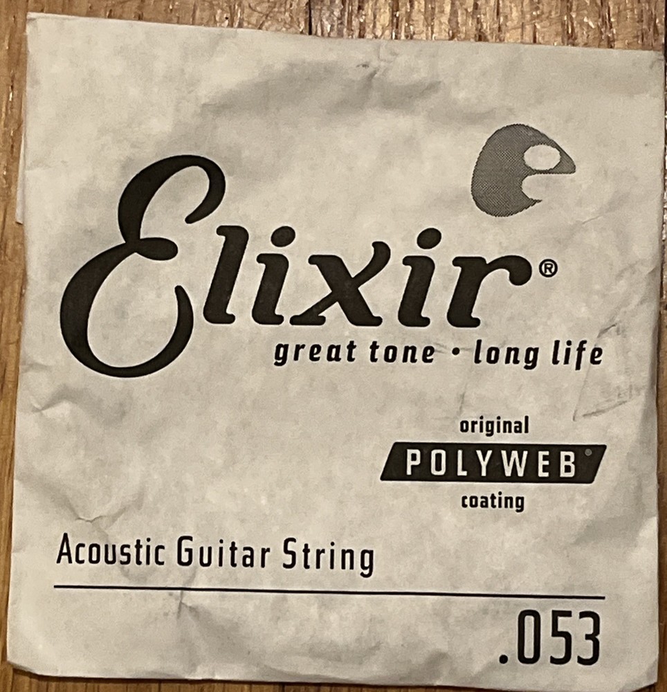 Elixir Polyweb coated 80/20 bronze acoustic guitar single string with a .053