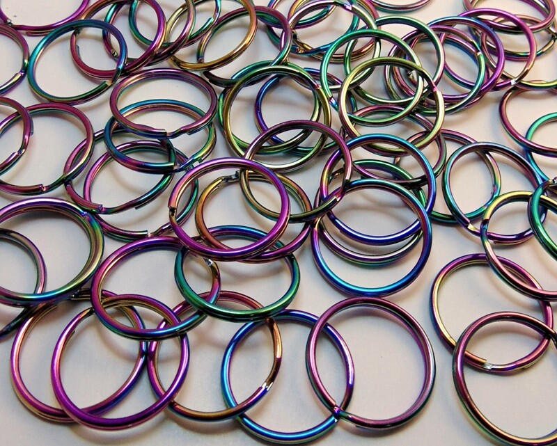 Iridescent Split Key Rings 25mm 1" diameter Shimmery Rainbow Color Chroma