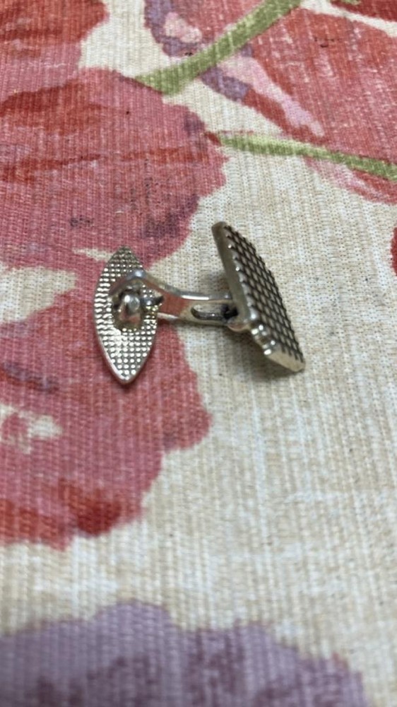 Vintage Silver tone grid patterned cufflinks