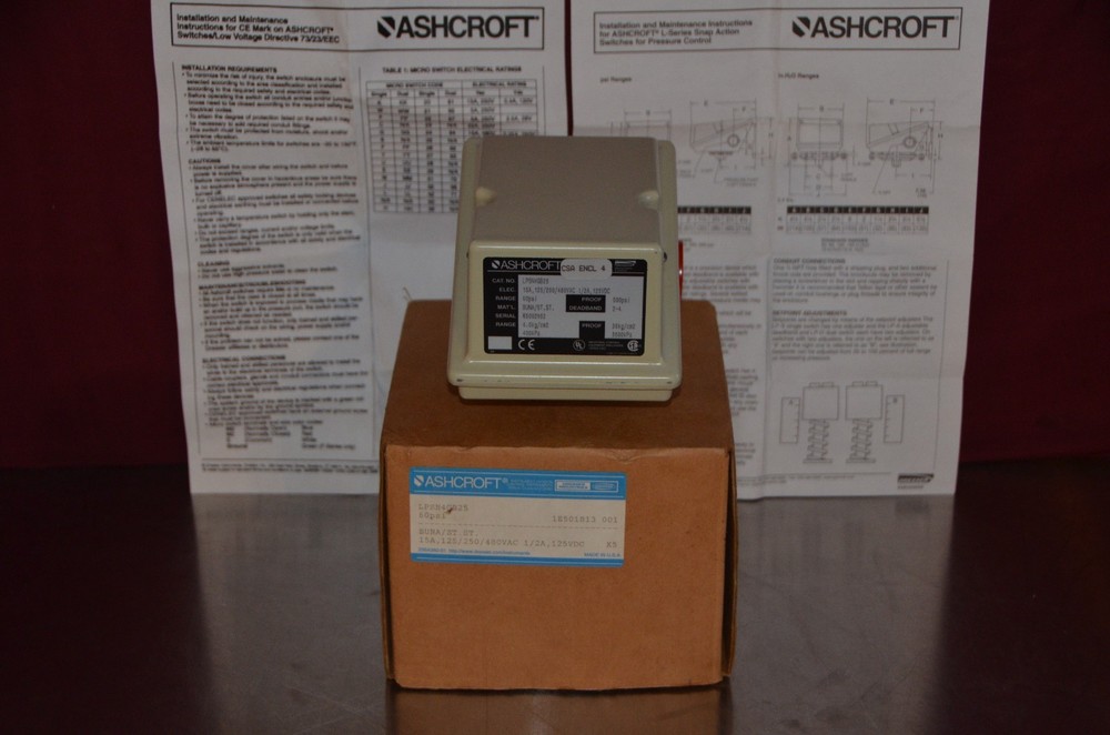 Ashcroft LPSN4GB25 PRESSURE SWITCH SNAP ACTION 60 PSI