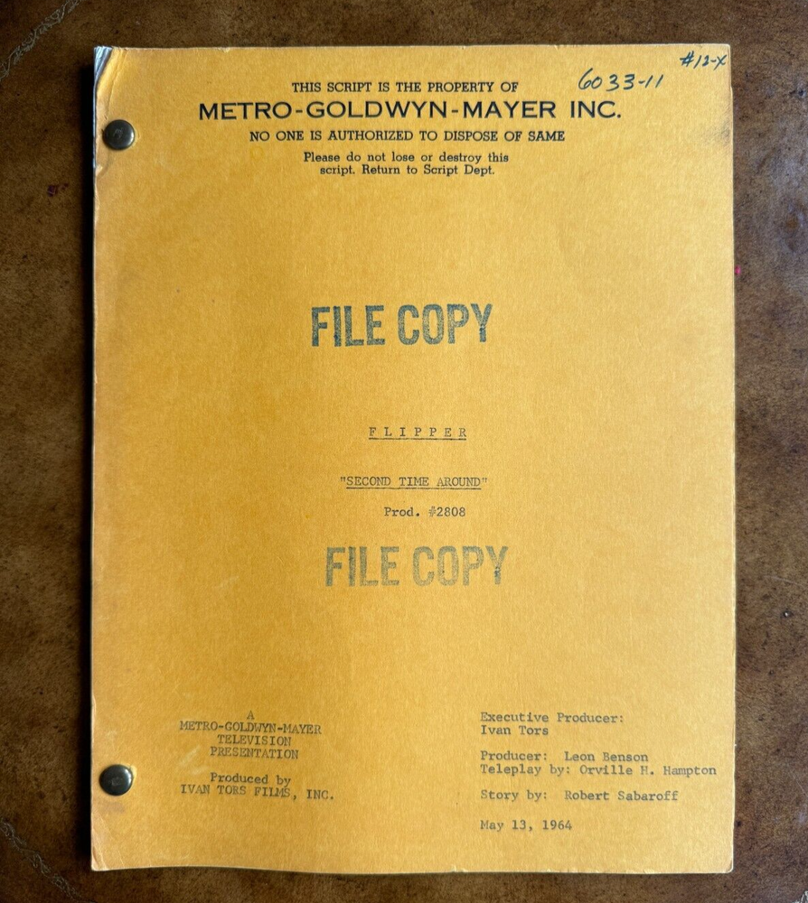 FLIPPER TV Show Original Script 'File Copy' Episode Second Time Around 1964