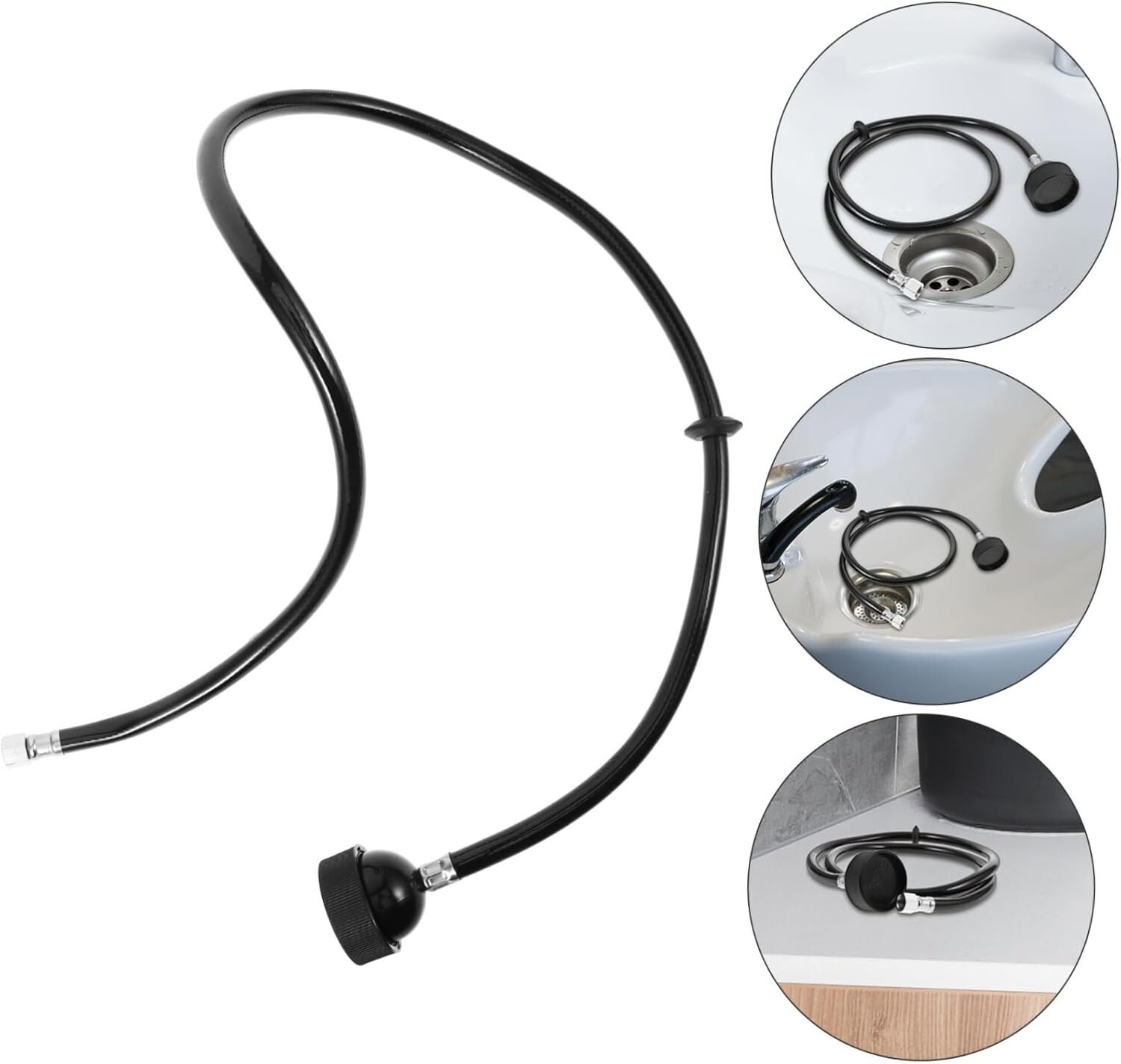 Salon Shampoo Faucet Sprayer Head Black Rubber Hose Beauty Equipment 120cm/47"