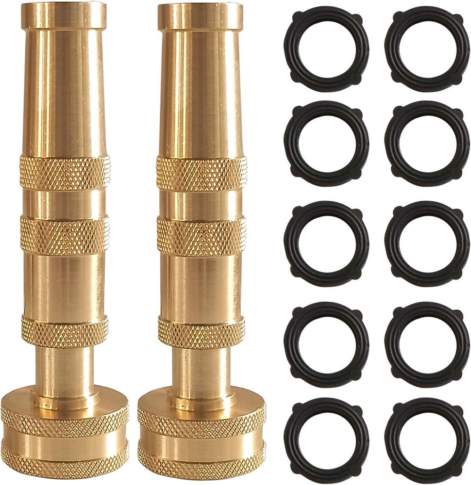 Compact Adjustable Brass Hose Nozzle Set with 10 Washers - Durable & Efficient