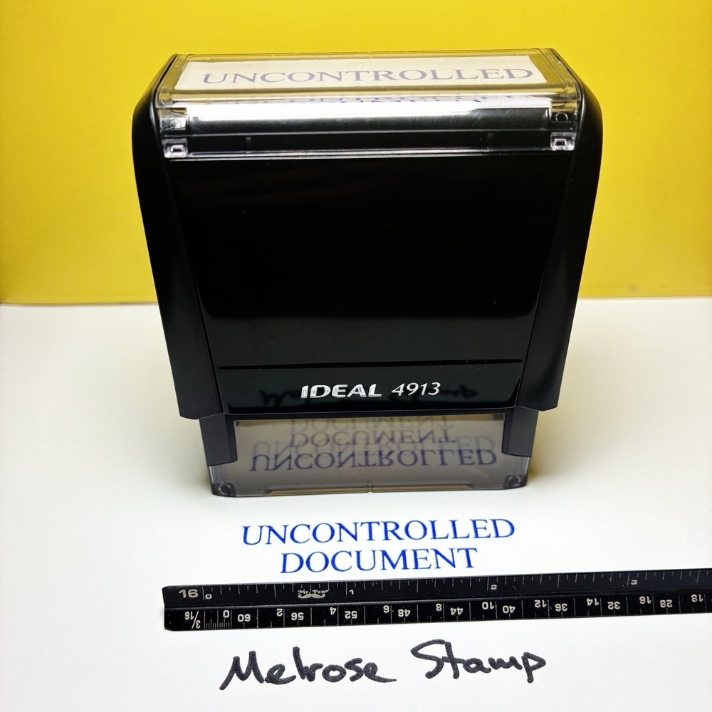 Uncontrolled Document Rubber Stamp Blue Ink Self Inking Ideal 4913