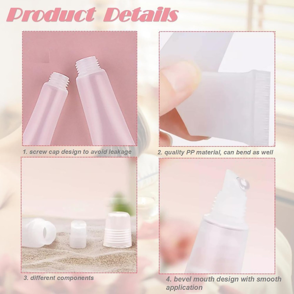 40 PCS 15ML Empty Lip Gloss Tubes Clear Squeeze Containers Refillable Soft