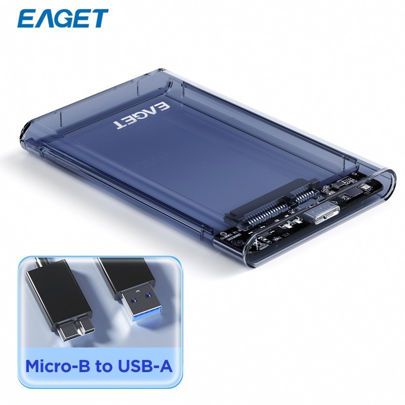 EAGET 2.5" External Hard Drive Enclosure USB 3.0 5Gbps SATA SSD Case UASP TRIM