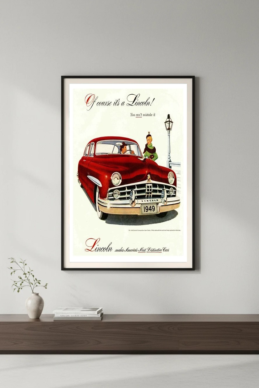 ✨ 1949 Lincoln Car Vintage Ad Poster - Mid-Century 🚗 24x36”