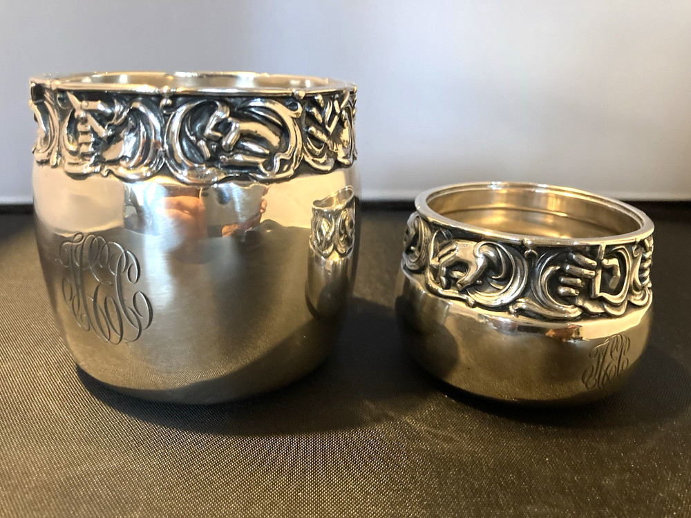 1915 Gorham Sterling Cigar Cups Embossed