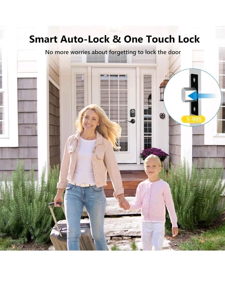 Physen Fingerprint Door Lock Keyless Entry Electronic Keypad Black