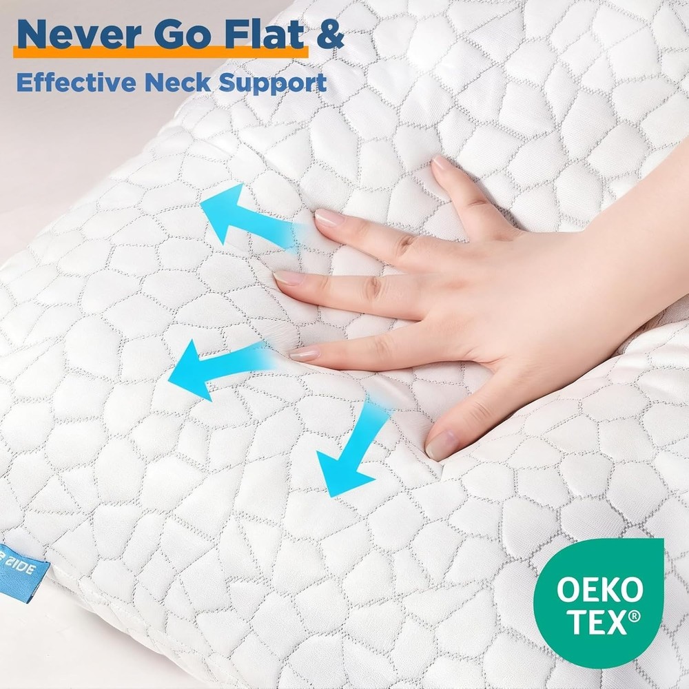 Cooling Pillow for Sleeping, Shredded Memory Foam Pillows, Adjustable Cool Pi...