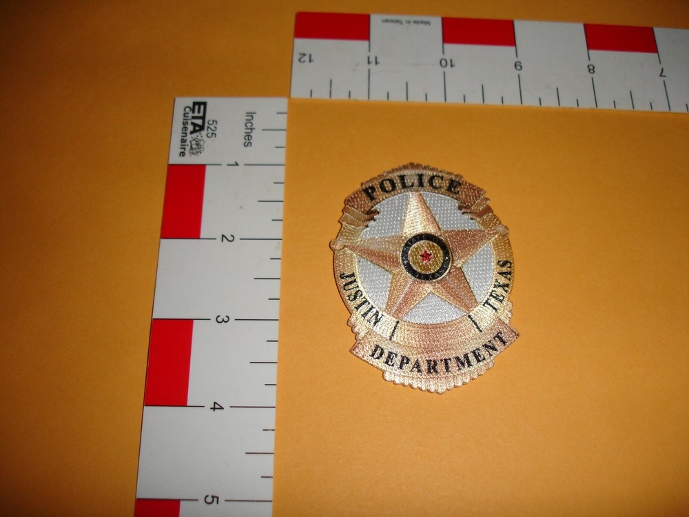 Police Patch Justin TX Gold