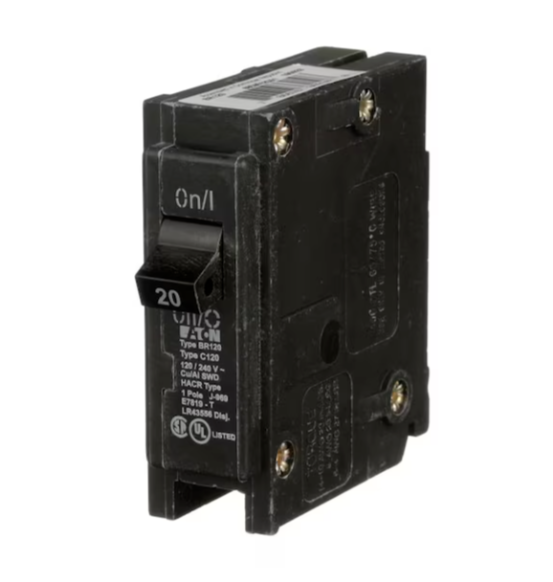 (2-PACK) EATON BR120 20A 120V/240V SINGLE POLE CIRCUIT BREAKERS *D19