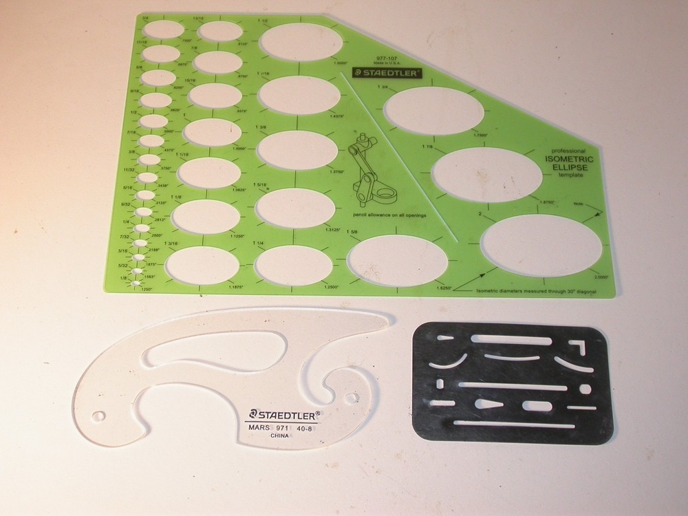 Staedtler Drafting Drawing Engineering Templates + Erasing Shield