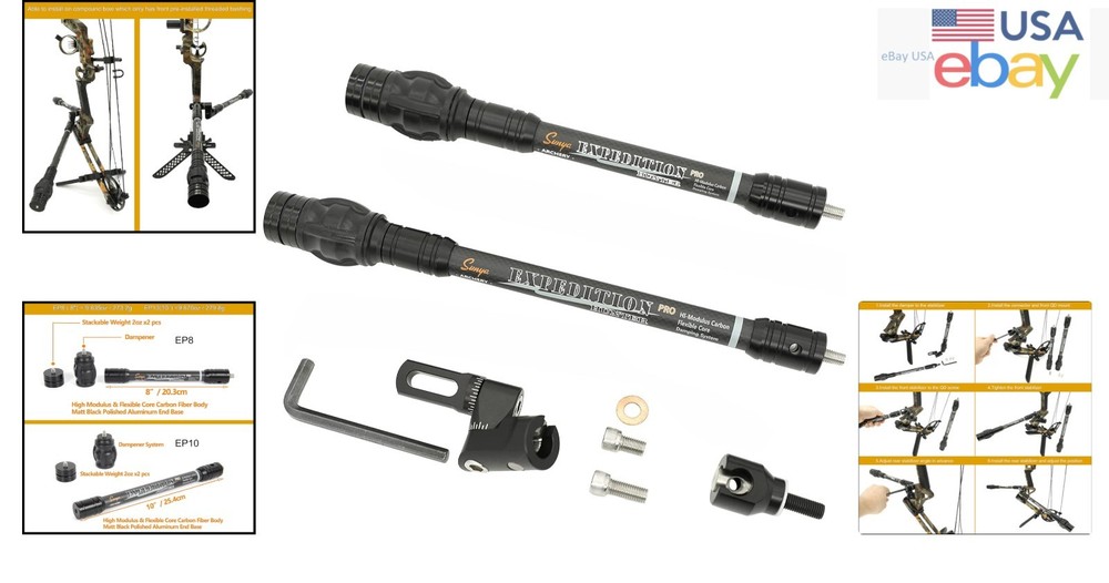 Ultra Lightweight Bow Stabilizer with Customizable Weight and Damping Features