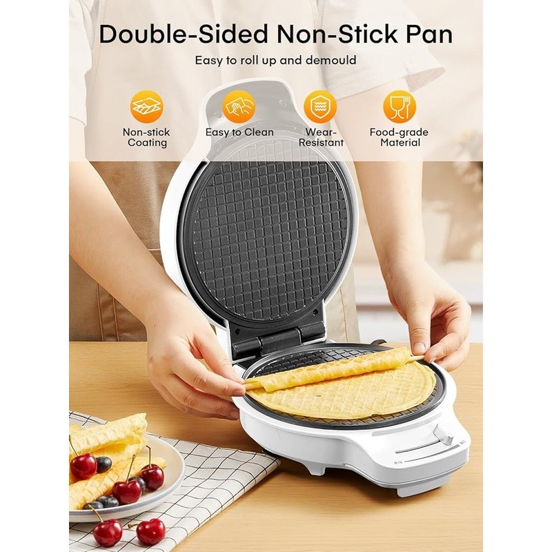 Non-Stick Waffle Cone Maker Adjustable Temperature Double-Sided Efficient Baking
