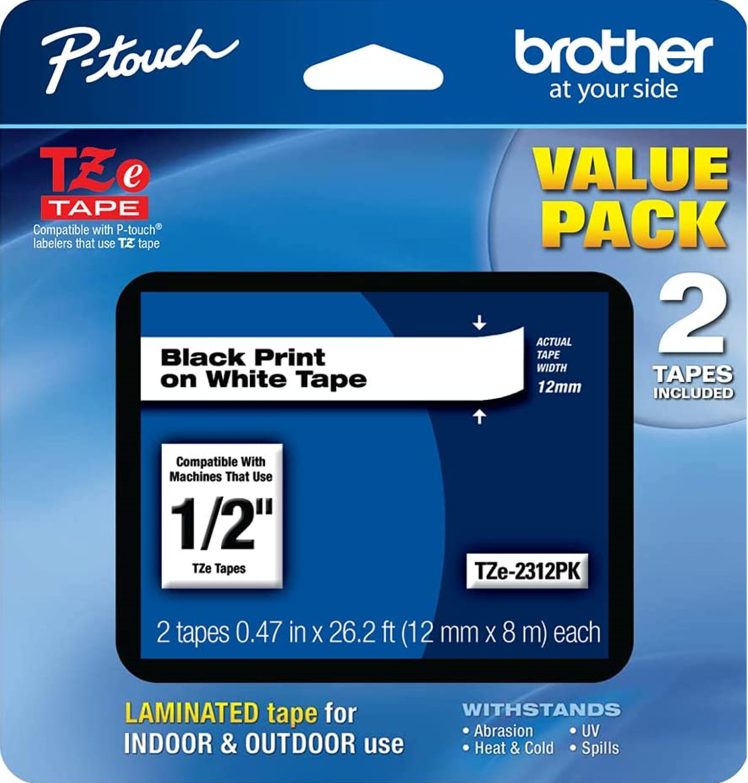 New Genuine Brother P-Touch TZe-231 2PK Black on White Tape Bag