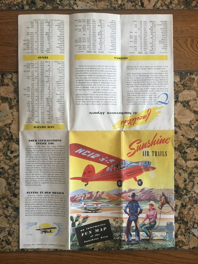 Sunshine Air Trails Map - 1947