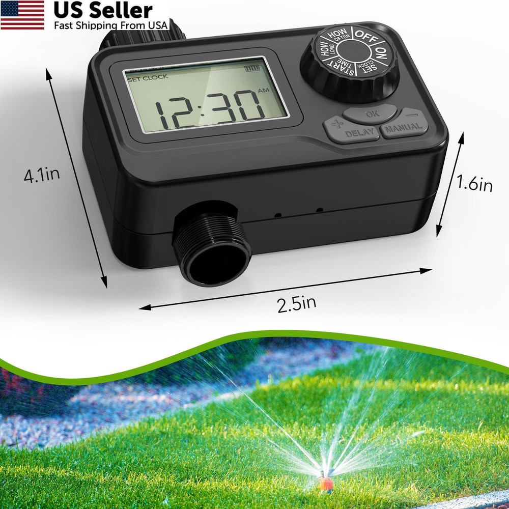 Programmable Sprinkler Timer with Rain Delay – Waterproof V1, Black