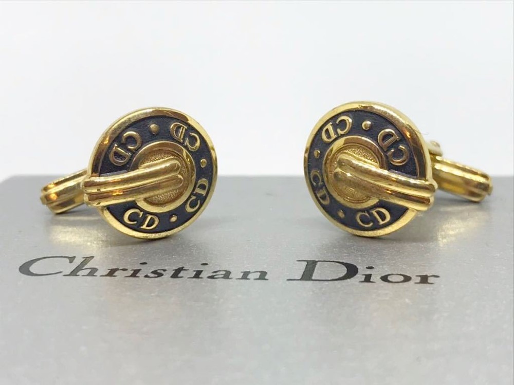 Dior Cd Oval Black Gold Cufflinks