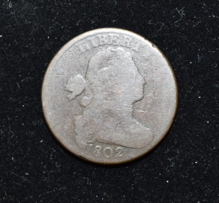1802 Draped Bust Large One Cent Copper Coin