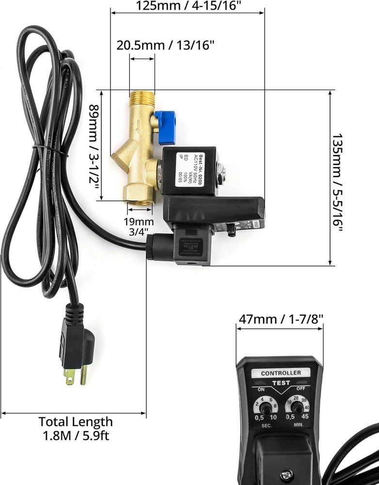 Electronic Drain Valve, 4 Pack AC 110V 1/2'' Integrated Integrated - 4 pack