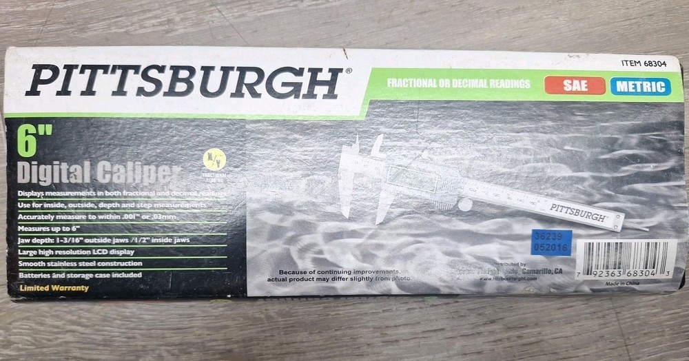 Pittsburgh 6" digital caliper with case/instructions Item 68304