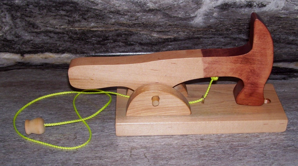 Handmade Wood Hammer Pull String Door Knocker