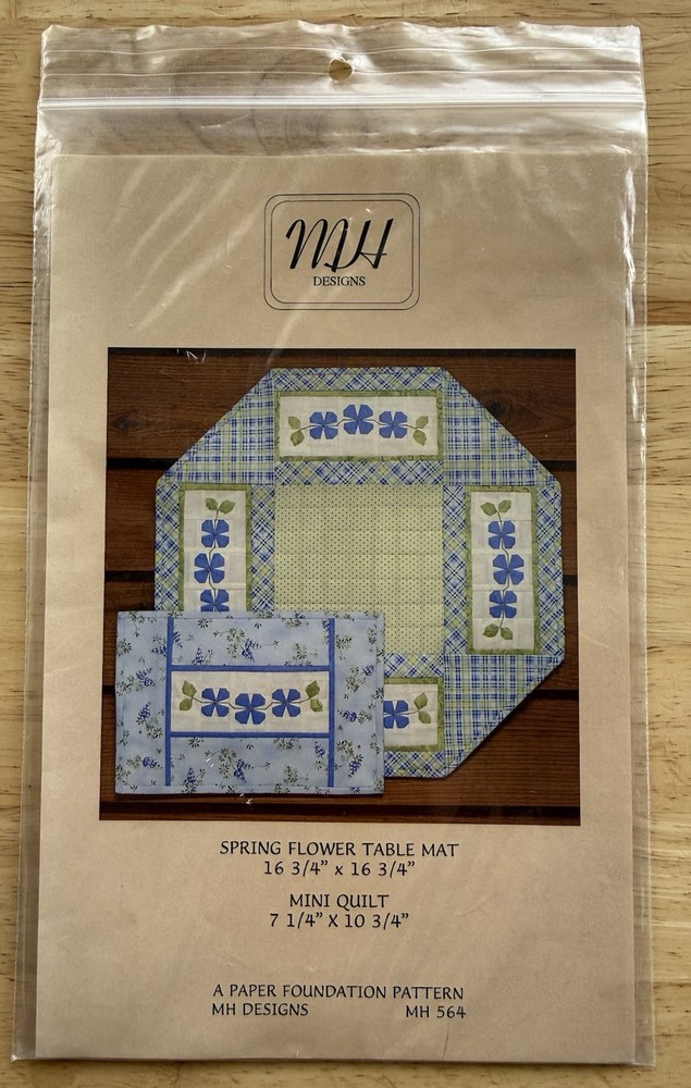 Spring Flower Table Mat & Mini Quilt By MH Designs A Paper Foundation Pattern