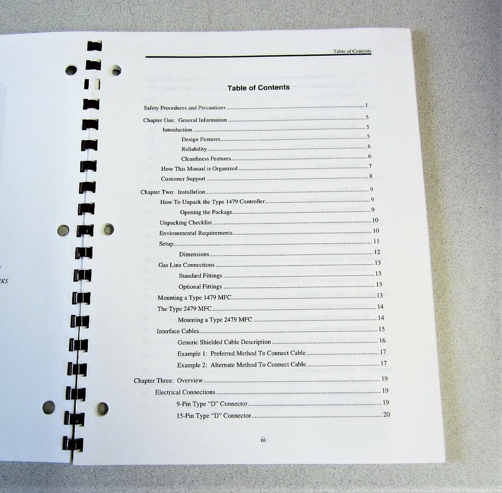MKS Instruments Type 1479A Mass-Flo Controller Instruction Manual 119474-P1