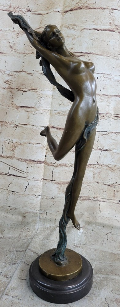 100% Solid Bronze Leap Dancer Sculpture Figurine Lost Wax Method Nude Artwork