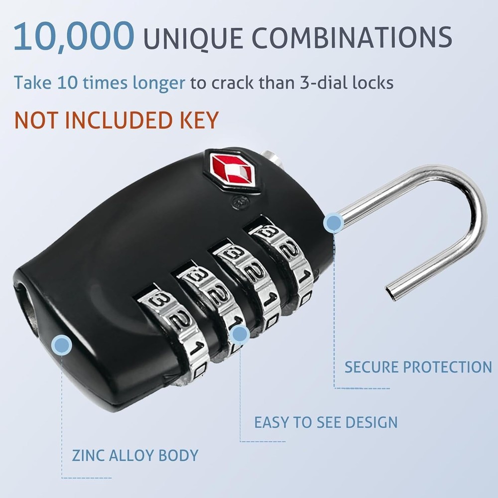 Compact 2-Pack TSA Approved Locks - Durable Security for Travel and Gun Cases