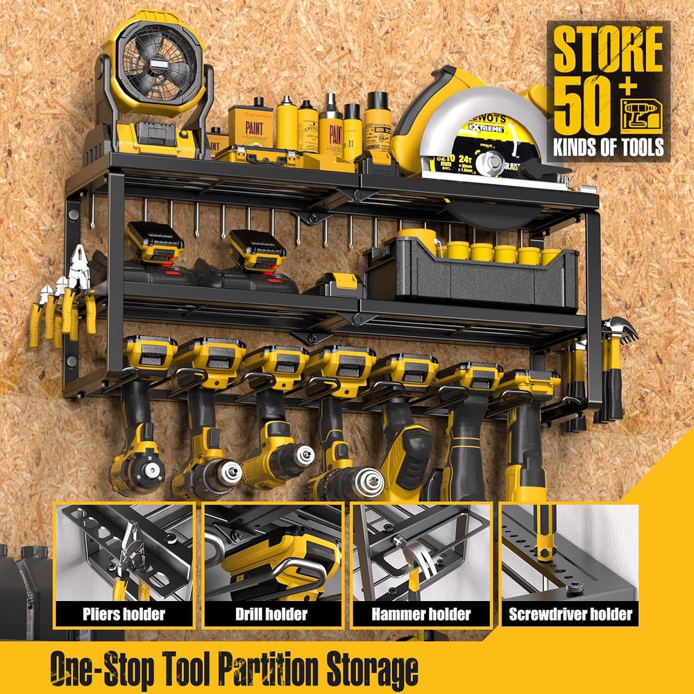 Power Tool Organizer for Tool Storage, Drill Holder Wall Mount with Screwdriver