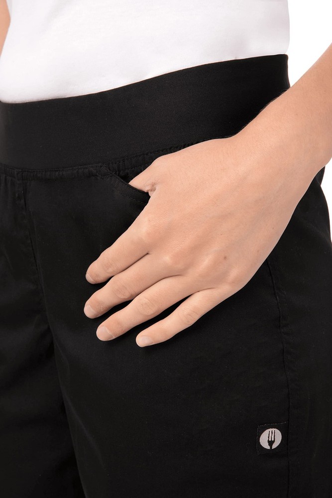 Women's Lightweight Slim Chef Pants, Black, Medium