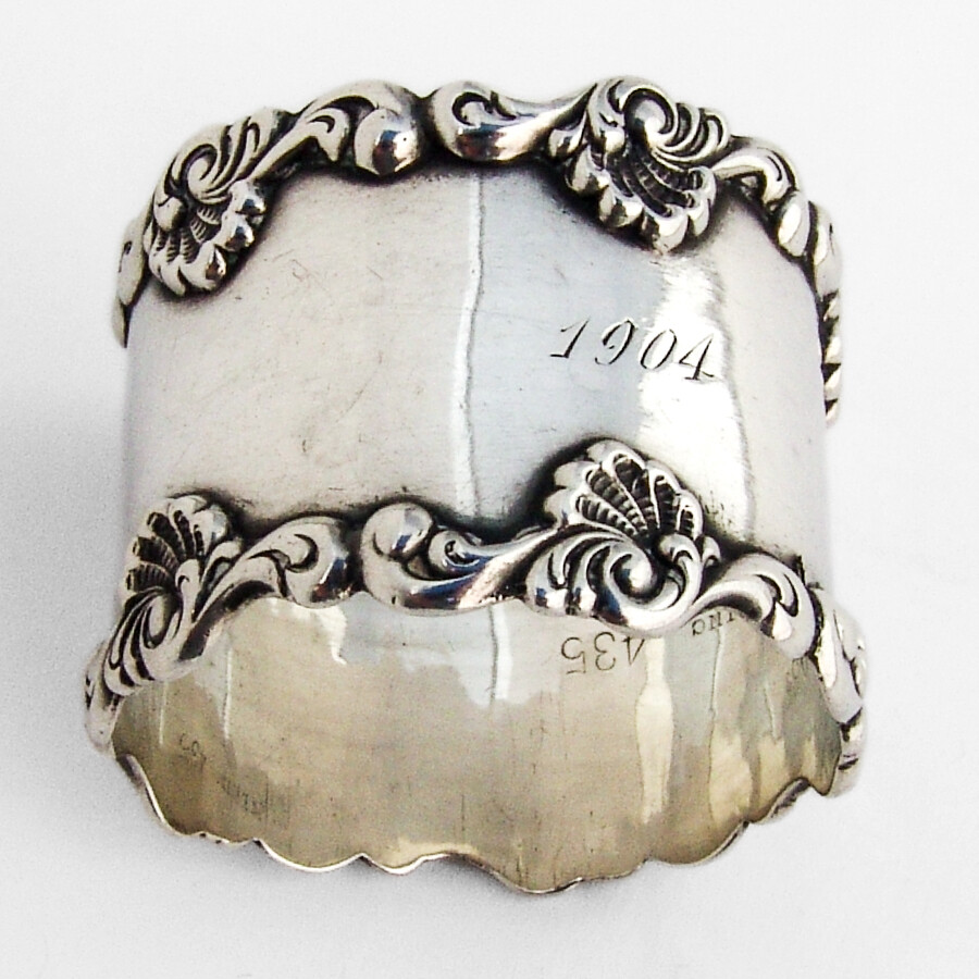 Scroll Shell Napkin Ring Towle Sterling Silver Mono T 1904