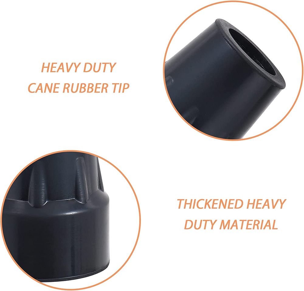 7/8” Cane Tips Crutch Tips Heavy Duty Cane Rubber Tips Replacement 4 Pack