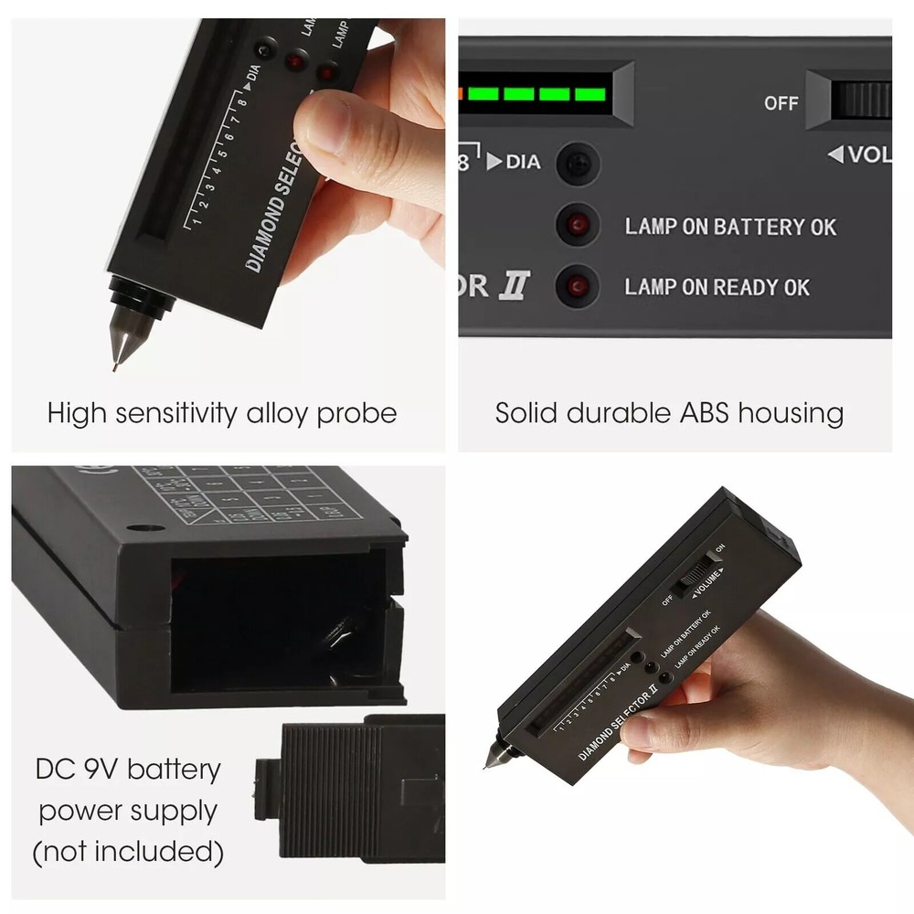 Diamond Tester Selector Illuminated Jewelry Gemstone Testing Tool Kit Battery US