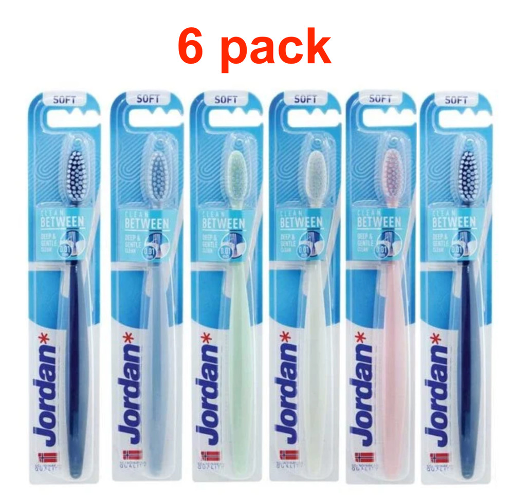 6 x  Toothbrush JORDAN CLEAN BETWEEN, soft