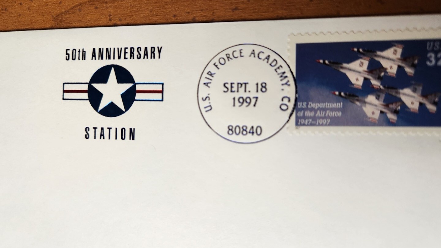 AIR FORCE THUNDERBIRD 50TH ANNIVERSARY POSTMARK CACHET COLLECTIBLE ENVELOPE