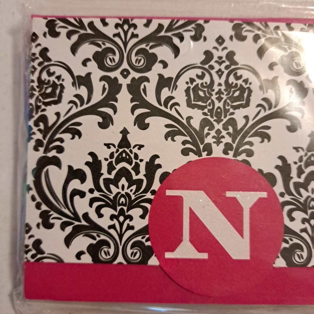 Blank Note Cards N Monogrammed Pattern 12 Cards & Pink Envelopes