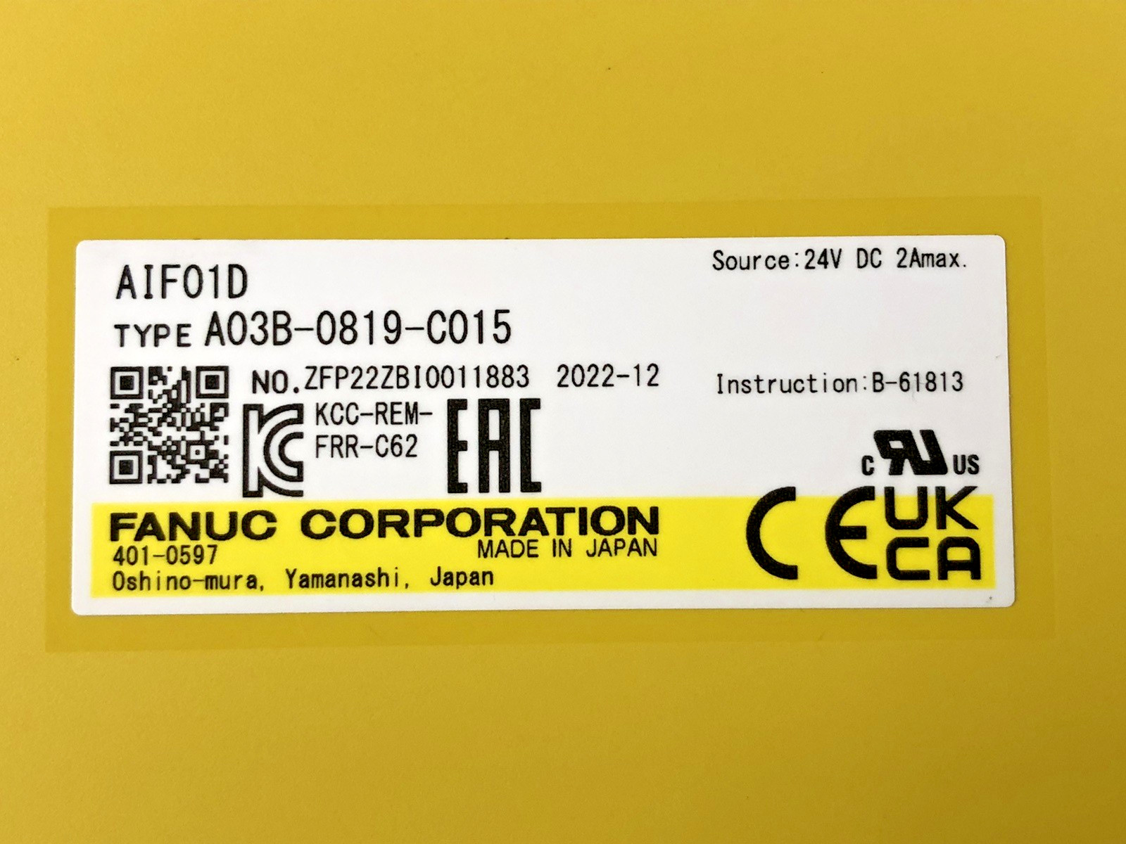 (1) Fanuc A03B-0819-C015 Interface Module AIF01D- Manufact. Dec 2022 or Aug 2023