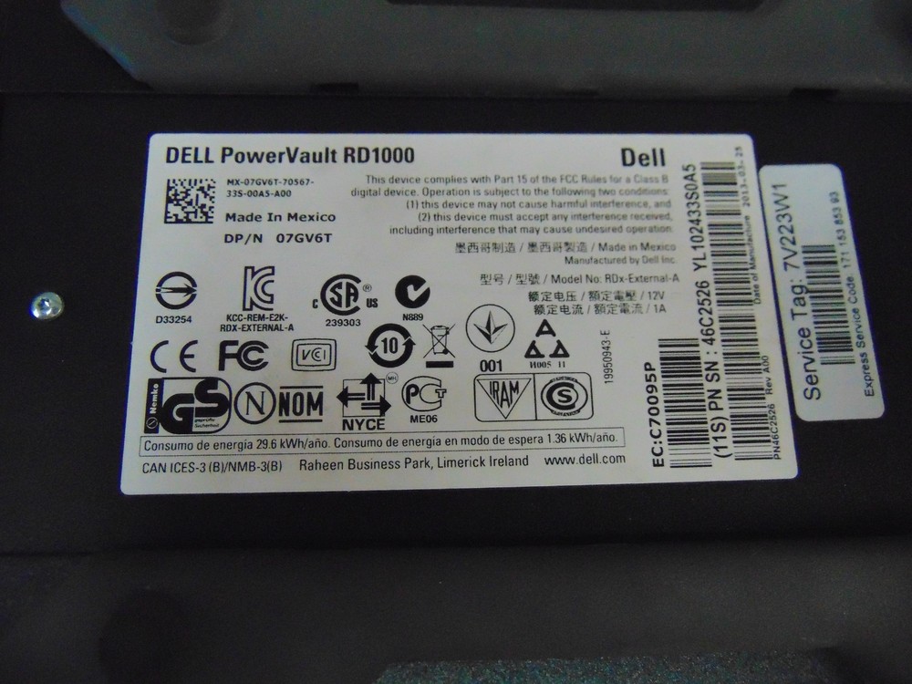 Dell PowerVault RD1000 Disk Storage / Backup W/Adapter