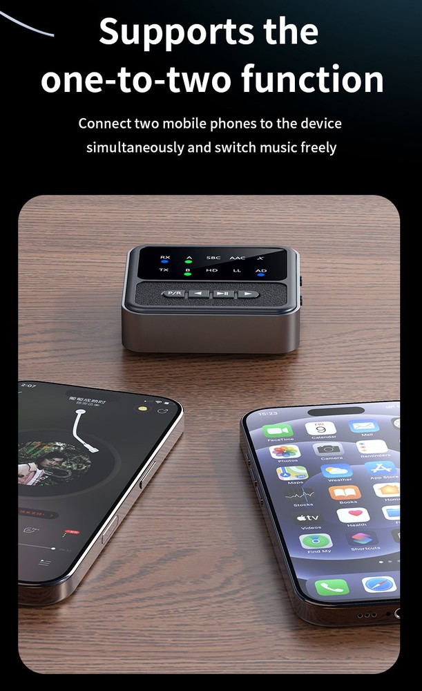 Bluetooth-Compatible 5.4 Audio Adapter APTX Receiver And Transmitter 2-In-1