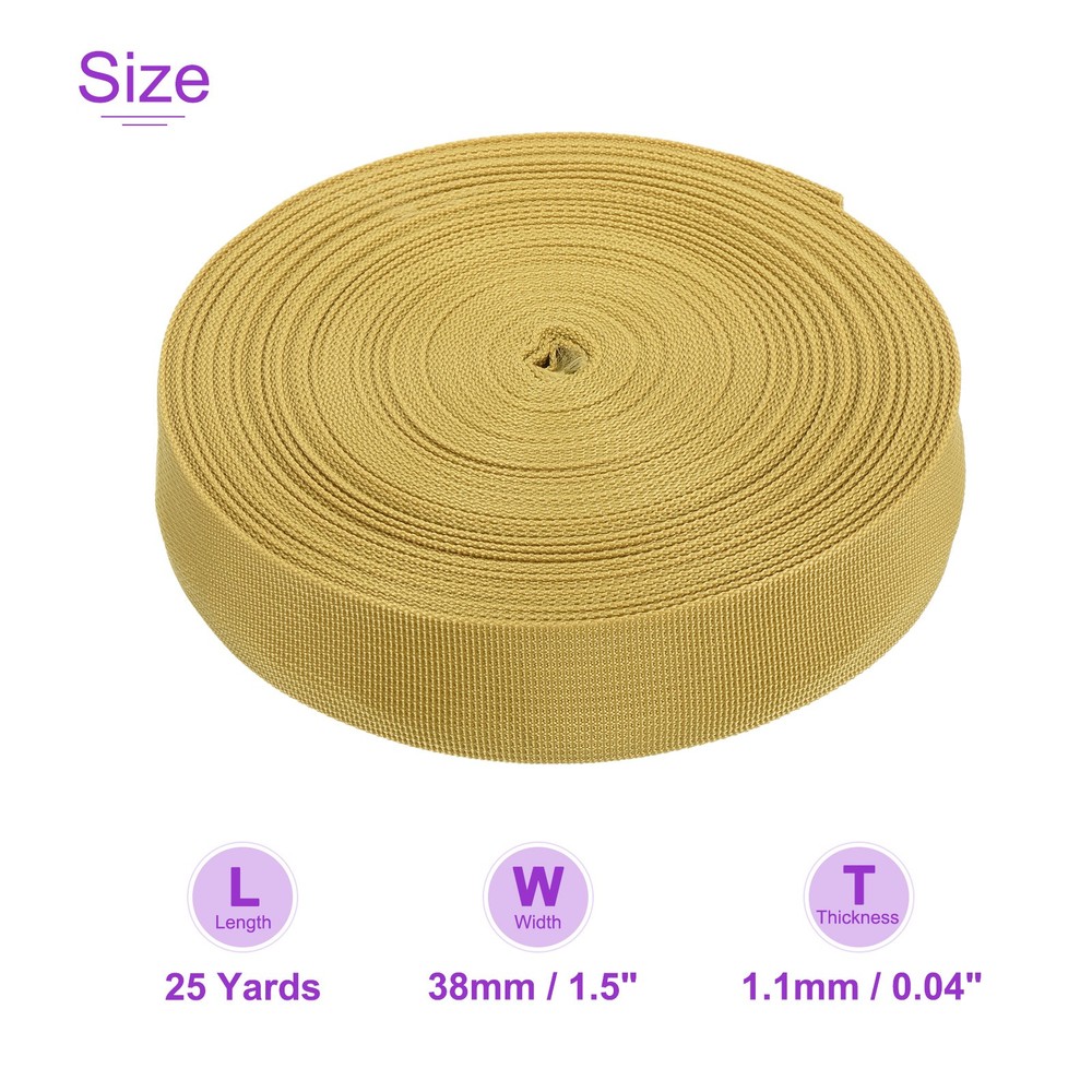 25Yard x 1 1/2" Width Nylon Webbing Strap Poly Flat Webbing Strapping Gold Tone