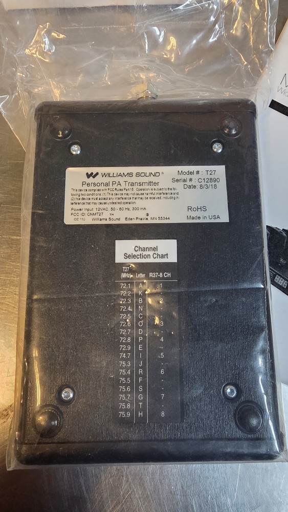 Williams Sound PPA T27 Personal PA Compact FM Transmitter, Black