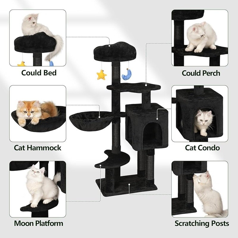 Unique Cloud Cat Tree Multi-Level Cat Tower W/ Scratching Posts & Condo New
