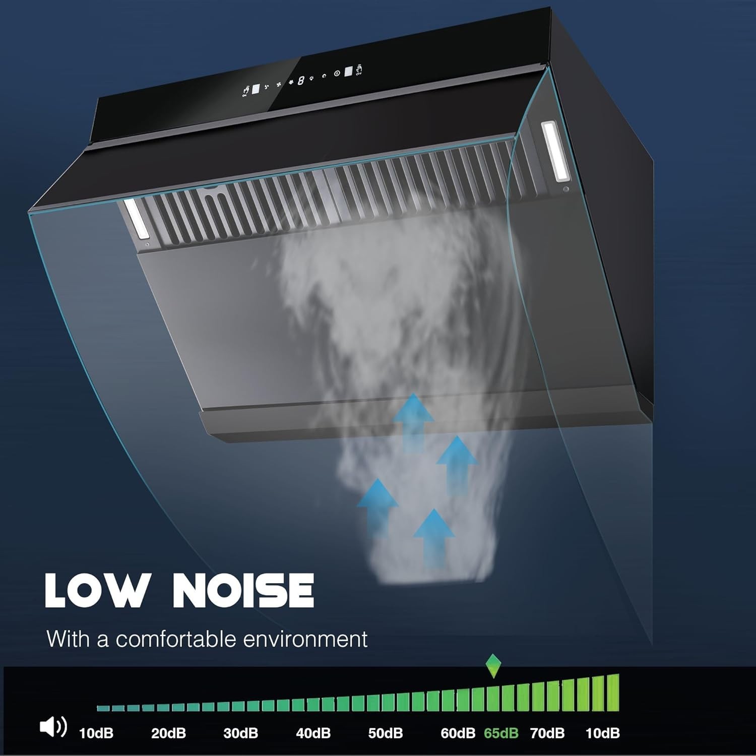 30 inch Under Cabinet Range Hood 900CFM Touch Panel Tempered Glass 3-Speed Fan