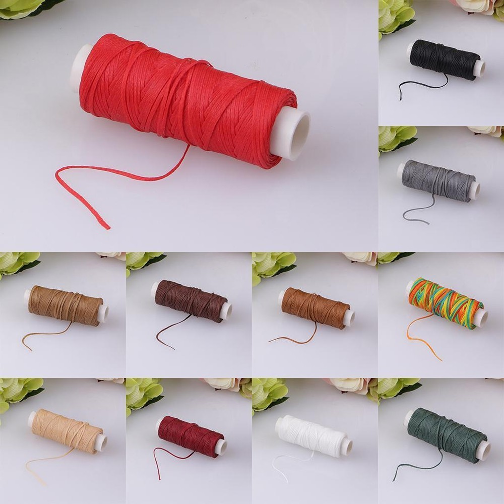 1 Spool 0.8mm Thick Waxed Flat Thread Hand Stitching Cords